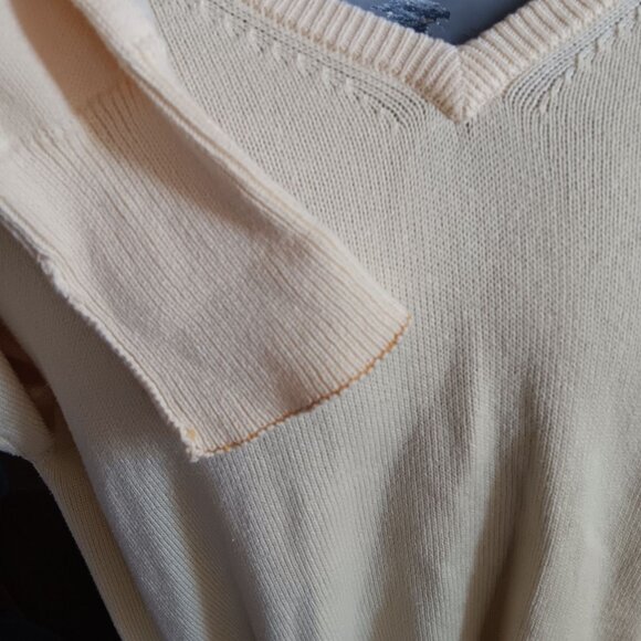 Large Vintgae Men's Sweater L.L. Bean V-Neck Large 100% Cotton Made In USA 90s - Picture 3 of 5